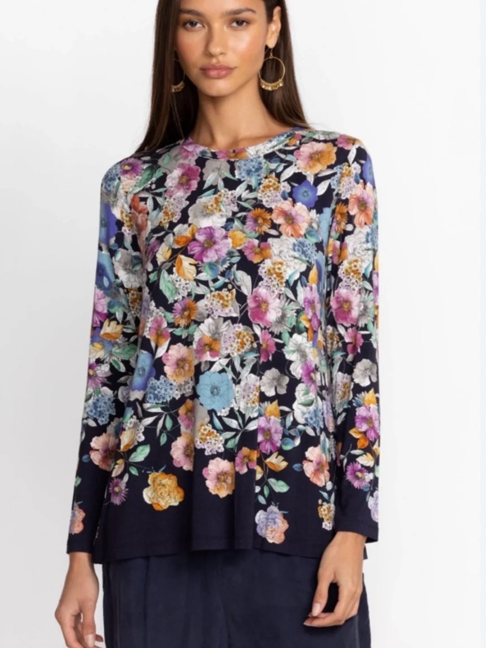 JOHNNY WAS Janie Favorite Tee in Falldance Floral Size Large